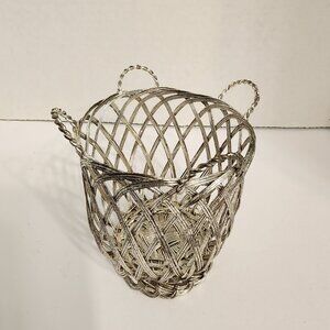 Small Silverplated Woven Metal Basket